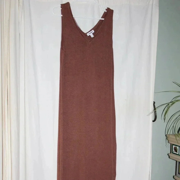 Nordstrom Medium Brown Knit V-Neck Dress Modest NWOT - Picture 1 of 15